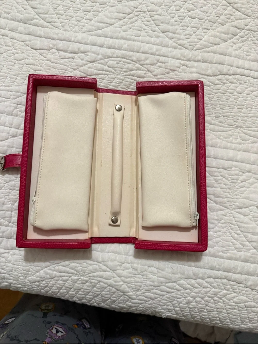 Women's Pink Pottery Barn Leather Jewelry Box with Snap Closure